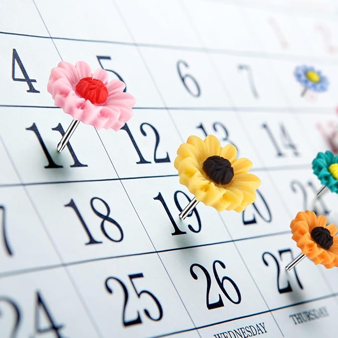 40Pcs Push Pins, Thumb Tacks for Bulletin Board, Flower Decorative Pins and Tacks, Cork Board Thumbtacks, Cute Thumbtack for Office Decorative-DeskLoop Office