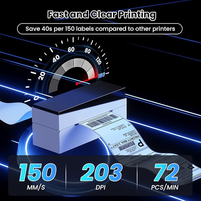 Bluetooth Shipping Label Printer 4x6, 249BT Thermal Label Printer for Small Business, Shipping Packages, Office, Home, Compatible with Amazon, Ebay, USPS-DeskLoop Office