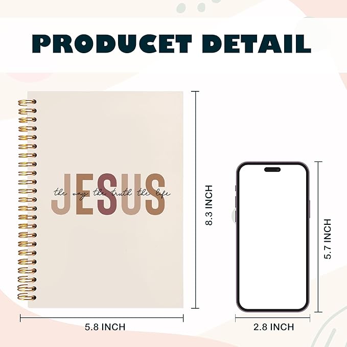 BearCake Boho Christian Notebook Journal, Christian Gifts for Women, Bible Notebooks for Note Taking, Bible Journaling Notebook, Jesus the Way the Truth the Life Hardcover Spiral Notebook 5.5x8.3-DeskLoop Office