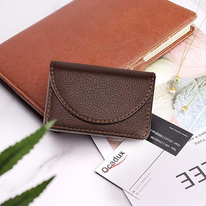 Cofee Leather Business Card Holder Case - Image 7