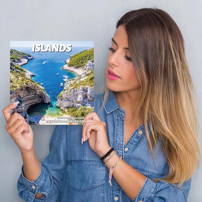 2025 Wall Calendar,Islands Monthly Wall Calendar, 12" x 24" Open,Family Planner Calendar,Home & Office Organizer,Hangable-DeskLoop Office