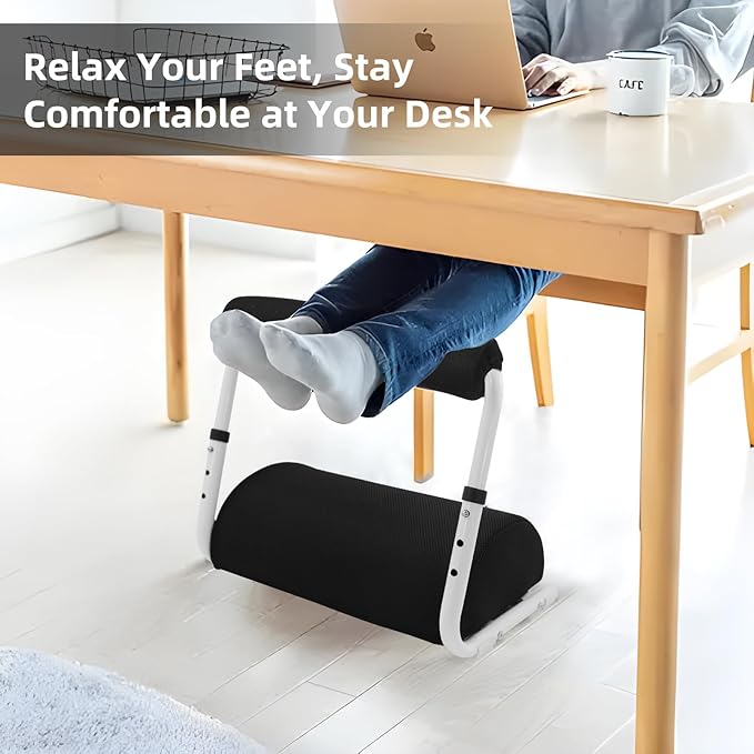 Foot Rest for Under Desk at Work - 3 Positions Height Adjustable Leg Rest for Office or Home Use, Ergonomic Footrest with Detachable Cushion-DeskLoop Office