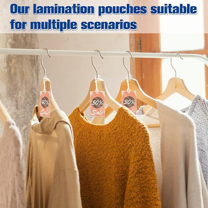 100 Pack 5 Mil Laminating Pouch with Clear Loop 2 1/2" x 4 1/4" Luggage Tag Laminating Pouches with Slot Hole Thermal Laminate Pouch Tags Kit Resealable for Work Permits Pass Cards Student ID Cards-DeskLoop Office