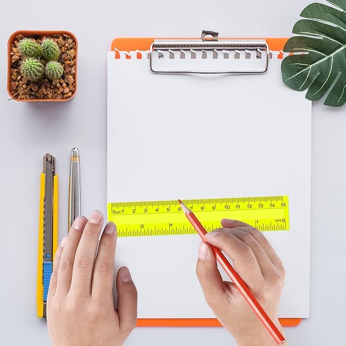 Teling 192 Pack Rulers Bulk for Classroom Transparent Colorful Metric Rulers with Inches and Centimeters 8 Colors for Kids Back to School Supplies(6 Inch)-DeskLoop Office