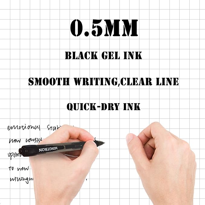 Gel Pens, 50 Pack Black Pens Fine Point, No Smear Ink Pens for Left Hand, Click Pens Bulk, Retractable Rollerball Pens for Smooth Writing, 0.5MM, Black Ink-DeskLoop Office