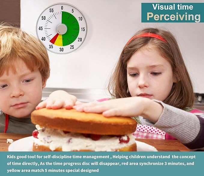 Lavigo Kitchen Timer, Countdown Visual Analog Timer, Quiet Counting, Low Loud and Mute Alarm for Teachers Classroom, Kids, Adults Kitchen, Office, Gym (Green) LT21-TC 7.5 inches-DeskLoop Office