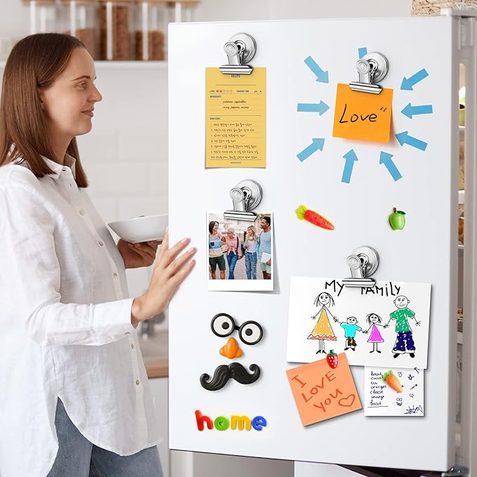 Magnetic Clips 50 Pack Office Products, Stainless Steel Clips Peferct for House Office School Use, Hanging Home Decoration, Photo Displays, 1.2 Inch, (Silver)-DeskLoop Office