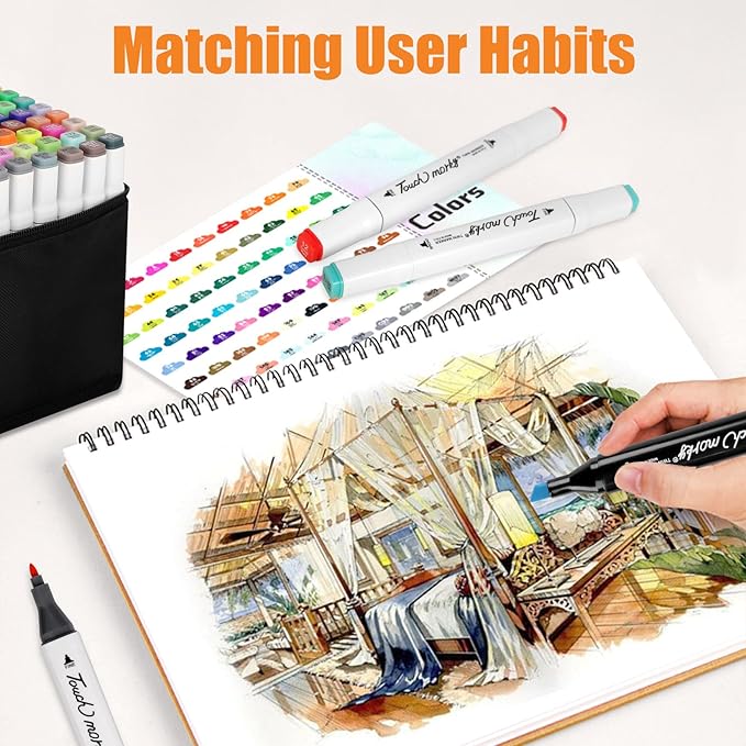 204 Colors Alcohol Markers with Free App, Chisel Tip and Fine Tip, Dual Tip Alcohol-Based Marker set for Artist Adults, Art Markers for Painting, Coloring, Sketching and Drawing,Great Gift Idea-DeskLoop Office