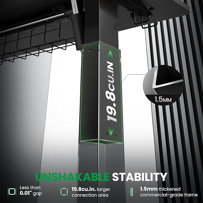 SIAGO Electric Standing Desk Adjustable - 48 x 24 Inch Sit Stand up Desk with Cable Management - 3 Memory Preset Adjustable Height Table-DeskLoop Office