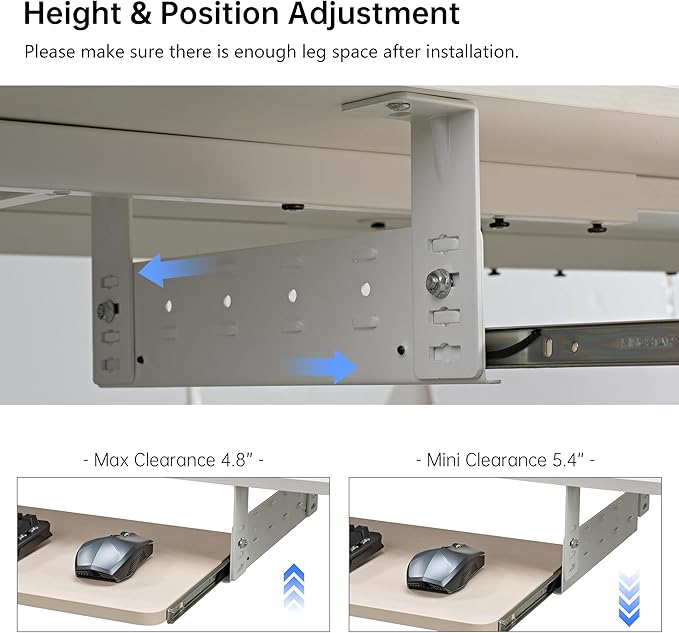 EUREKA ERGONOMIC Adjustable Keyboard Tray Under Desk, 28x11 Inch Large Slide Out Keyboard & Mouse Platform Tray, Wooden Pull Out Computer Keyboard Drawer for Typing Home Office Desk, Maple-DeskLoop Office