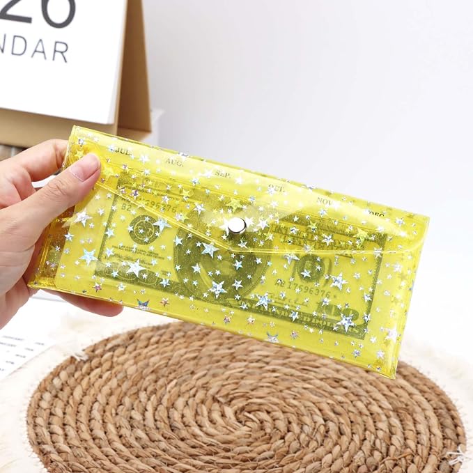 Cash Envelope Wallet 6-Tab Divider Pockets Cash Stuffing Envelopes Glitter PVC - Image 7