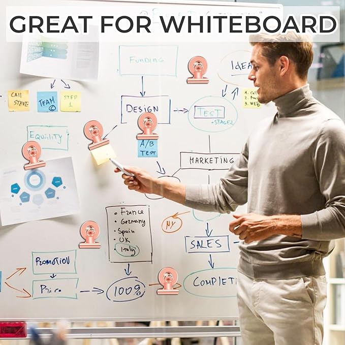 20 Pack Refrigerator Magnets Fridge Magnets, Rose Gold Magnetic Clips Whiteboard Magnets, Magnet Clips Heavy Duty for Photo Displays, Home, Office, Classroom-DeskLoop Office