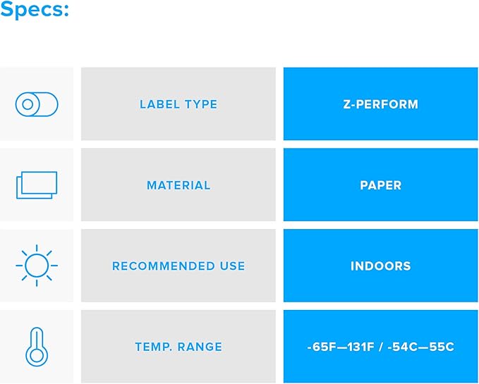 Zebra 3 x 3 in Direct Thermal Paper Labels Z-Perform 2000D Permanent Adhesive Shipping Labels 1 in Core 6 rolls 10031638SP-DeskLoop Office