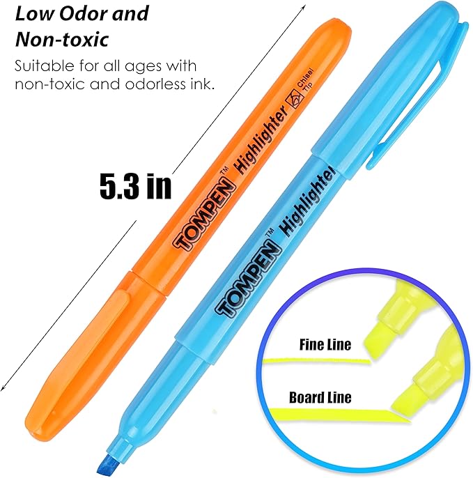 Highlighters Bulk 48 Pack – 6 Assorted Colors Chisel Tip High lighter Marker Set for School,Office,Bible Study, Journaling – Smear-Free,Quick Dry Ink Fluorescent Pens for Teachers & Students-DeskLoop Office