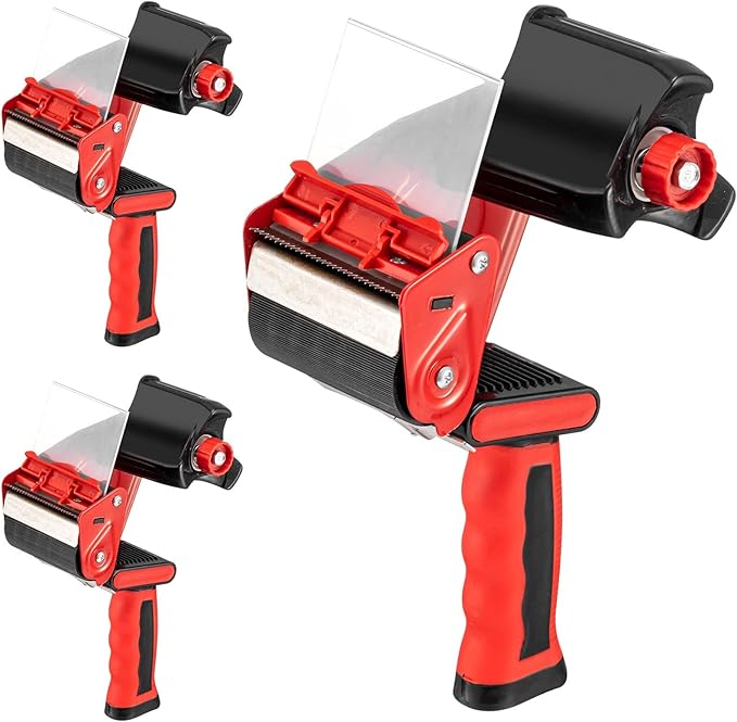 Hicarer 3 Pcs 3 Inch Packing Tape Gun Heavy Duty Tape Dispenser Non Slip Silicone Handle Portable for Shipping, Moving, Carton and Box Sealing-DeskLoop Office