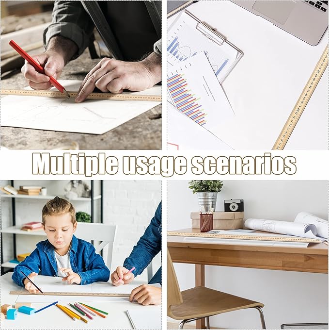 Treela 36 Pack 39 Inches Meter Stick Wood Ruler Economy Yard Stick Double Sided Heavy Duty Thick Meter for School Classroom Home Office Kids Clothing Measuring-DeskLoop Office