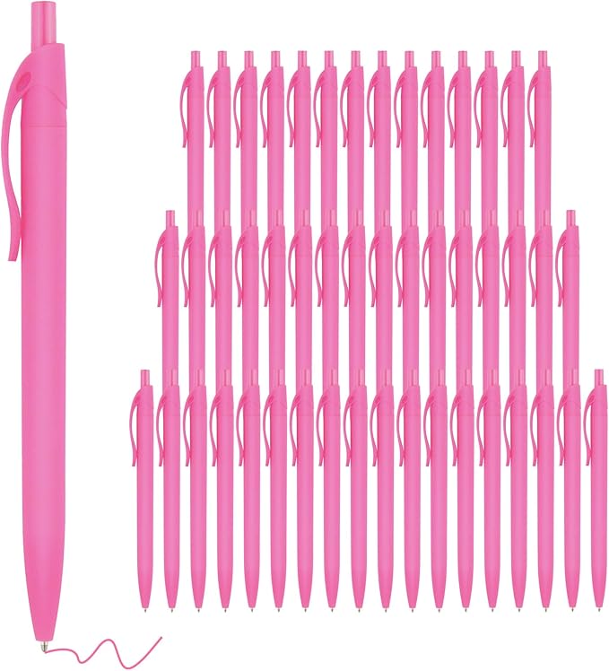 deegtran Pens Bulk, 50 Pack No Bleed Click Pens, Wholesale Retractable Ballpoint Pens, Pen Medium Point, Smooth Ink Pen, 1.0MM Pink Ink-DeskLoop Office