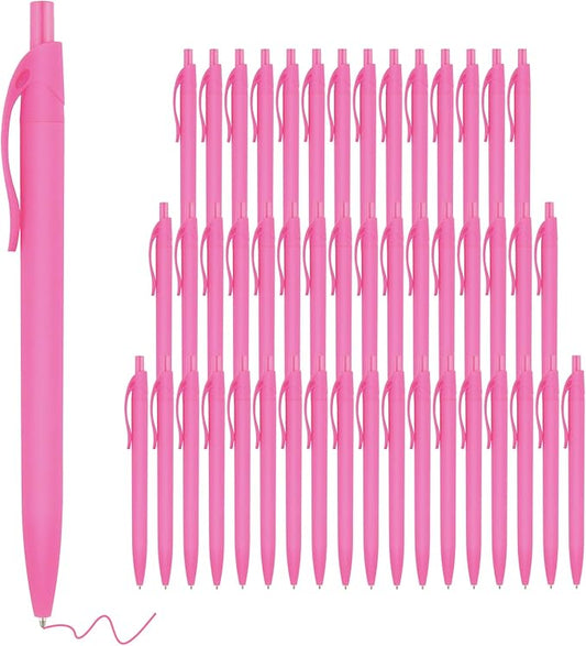 deegtran Pens Bulk, 50 Pack No Bleed Click Pens, Wholesale Retractable Ballpoint Pens, Pen Medium Point, Smooth Ink Pen, 1.0MM Pink Ink-DeskLoop Office