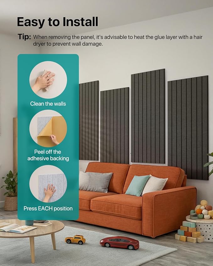 Soundsbay Large Cork Board, 71" x 47" Black Bulletin Board, 3 Pack Felt Wall Tiles Self-Adhesive, Pin Board for Walls Office Home Classroom Decor-DeskLoop Office