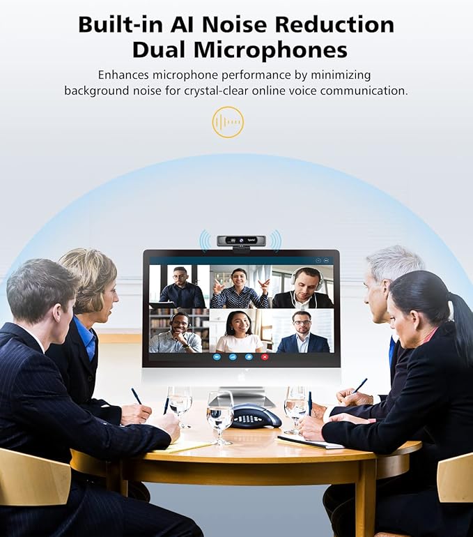 Spedal 4K UHD Webcam with Built-in AI Noise Reduction Dual Microphones,120° Wide Angle Zoomable Webcam with Remote and Software Control for Conferencing/Streaming/Online Teaching/Video Calling-DeskLoop Office