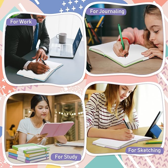 10 Pack Bullet Dotted Journal Notebook Bulk, A5 Dot Grid Notebook with 100 GSM Paper, Leather Hardcover Dotted Journal with 160 Pages for Women Men Writing Journaling Planning, 5.7 x 8.3 Inch-DeskLoop Office