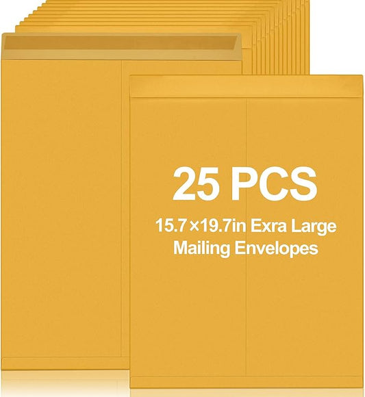 25 Pcs 16 x 20 Inch Extra Large Mailing Envelopes 32lb with Gummed Flaps, Catalog Envelopes Jumbo Craft for Mailing, Storage and Organizing Documents Office Supplie-DeskLoop Office