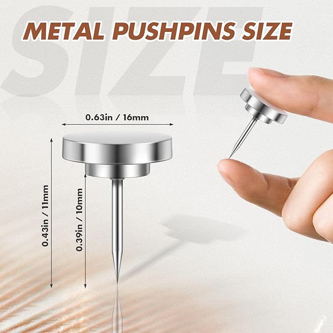 30 Pieces of Silver Push Pins, Metal Thumb Tacks for Wall, Tapestry Hangers, Tacks for Wall, Decorative Thumb Tacks,Picture Hanging Nails-DeskLoop Office