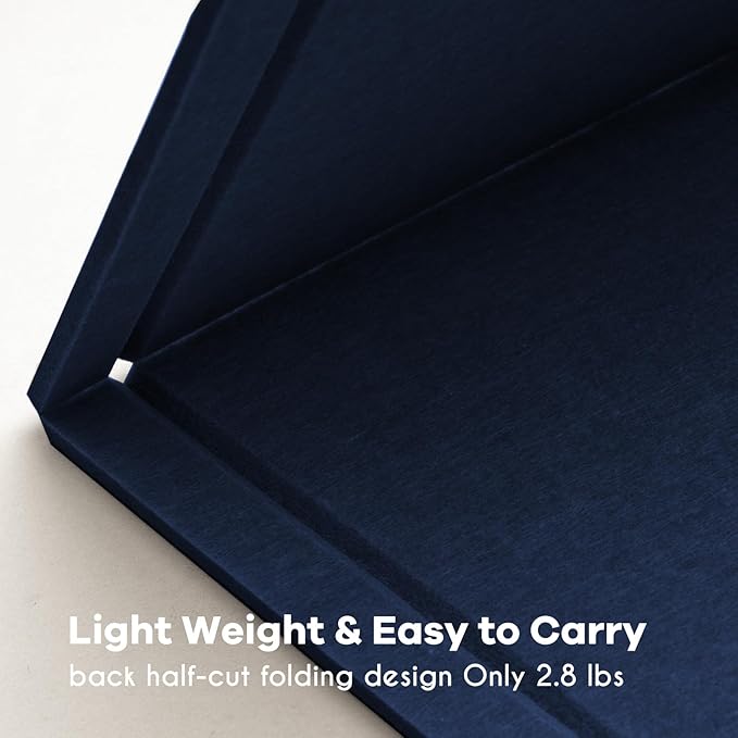 Large Bulletin Board - 48 x 36 Inches, Decorative Felt Pin Board for Wall - 4' x 3' Foldable Photo Display Board with Self-Adhesive Tape, Includes 20 Push Pins - Dark Blue-DeskLoop Office