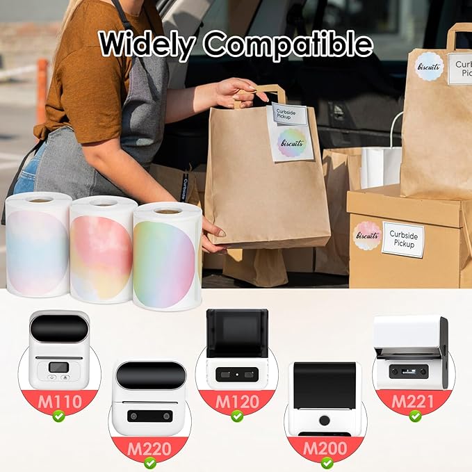 HuiJuKeJi 3 Rolls Thermal Round Label Paper,1.96 "x1.96 Gradient Label Maker Sticker for Phomemo M220/M200/M221/M110 Printer,Multi-Purpose Self-Adhesive Waterproof Labels for Barcode,DIY,Logo,Thanks-DeskLoop Office