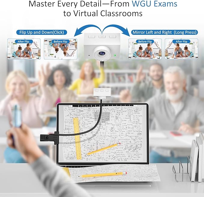 Webcam 1080P for PC, Eye Contact Webcam for Desktop Computer (White)-DeskLoop Office