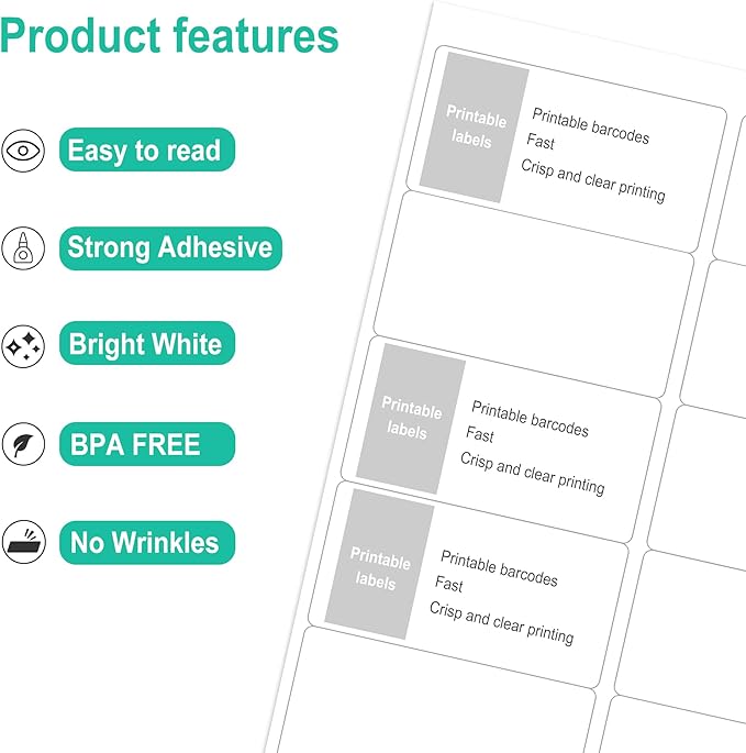 L LIKED 2" x 4" Label Stickers, Printable White 10 per Sheets Total 500 Labels, for Laser/Inkjet Printing - Matte (500 Labels)-DeskLoop Office