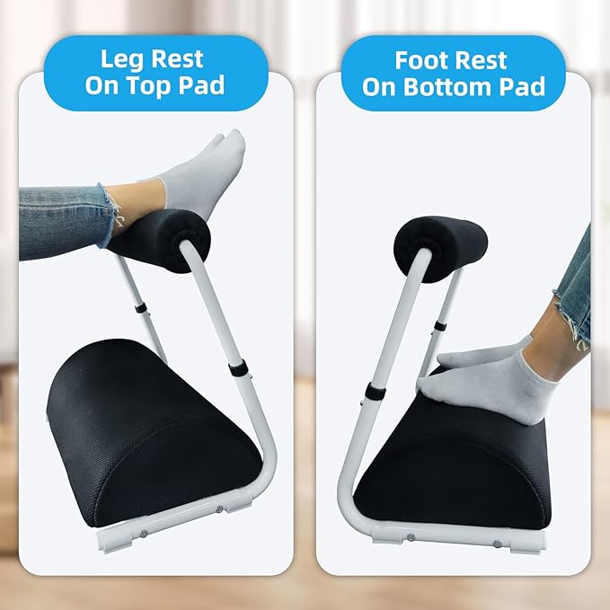 Foot Rest for Under Desk at Work - 3 Positions Height Adjustable Leg Rest for Office or Home Use, Ergonomic Footrest with Detachable Cushion-DeskLoop Office