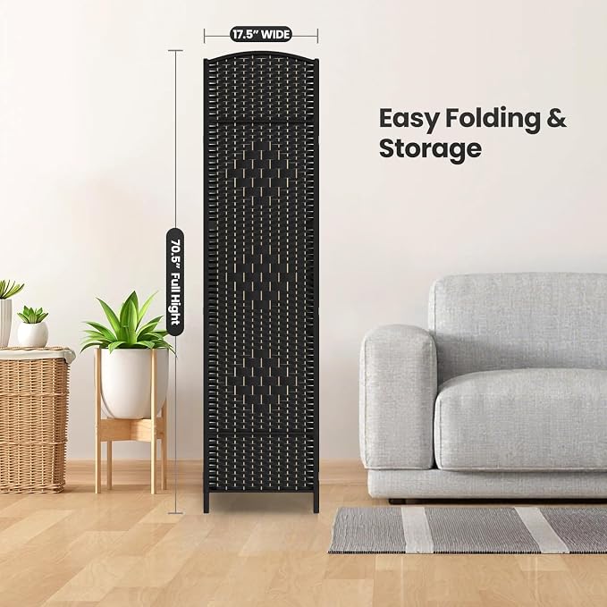 6 Panel Room Divider, 6Ft Folding Privacy Screen, Tall - Image 7