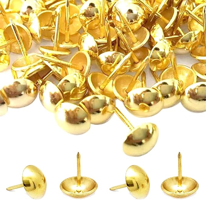 500Pcs Upholstery Tacks, BetterJonny Decorative Furniture Nails Pins Gold Metal Thumb Tacks for Upholstered Furniture Cork Board, Home Decor(17X11MM)-DeskLoop Office