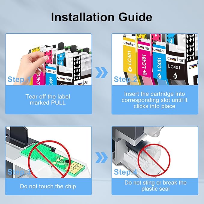 LC401XL Ink cartridges Compatible Replacement for Brother MFC-J1010DW MFC-J1170DW MFC-J1012DW Printers(4 Pack, BK/C/M/Y)-DeskLoop Office