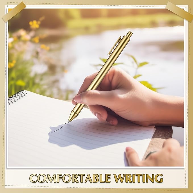 15 Pcs 30 Pcs Gold Slim Ballpoint Pens Bulk Golden Retractable Black Ink Medium Point (0.5mm) Smooth Metallic Color Writing Ballpoint Pens for Wedding Bridal Shower Business Office (Classic Style)-DeskLoop Office