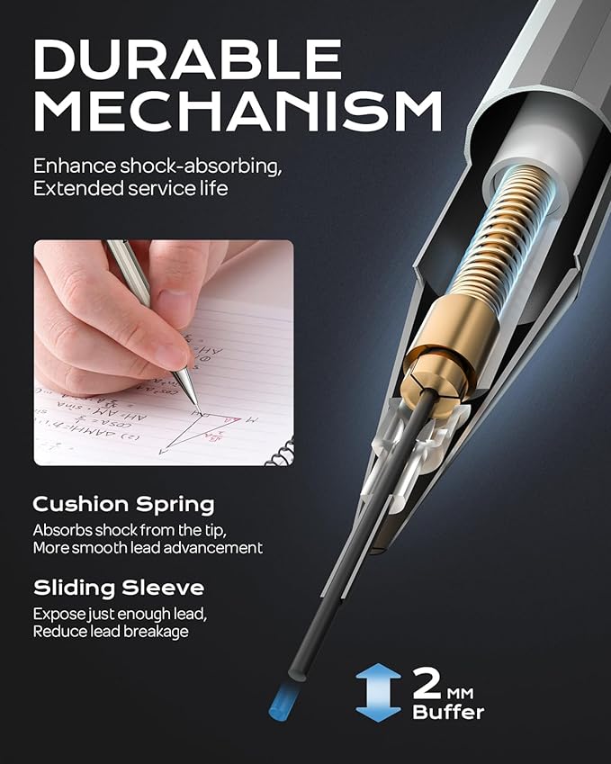 Nicpro 37PCS Art Mechanical Pencil Set, Metal Drafting Pencils 0.5 mm, 0.7 mm, 0.9 mm & 2mm Lead Pencil Holder (6B 4B 2B HB 2H 4H Colors) For Sketching Drawing With 20 Tube Lead Refills Eraser Case-DeskLoop Office