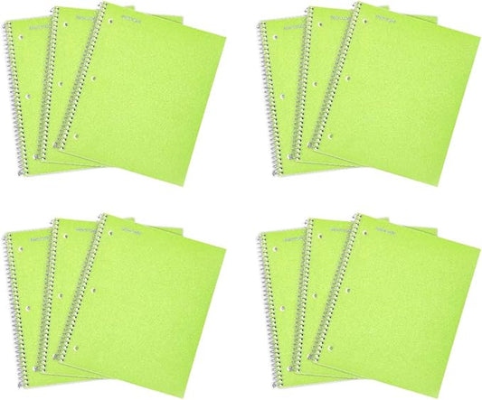 Mintra Office Durable Spiral Notebooks, 1 Subject, (Green, College Ruled 12pk), 100 Sheets, Poly Pocket, Moisture Resistant Cover, School, Office, Business, Professional-DeskLoop Office