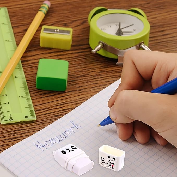 36 Pieces Erasers for Kids Cute Animal Cartoon Eraser with Cover and Roller Cases 6 Patterns Soft Pencil Rubber for Office Back to School Gifts Supplies Animals Themed Fun Party Favor-DeskLoop Office