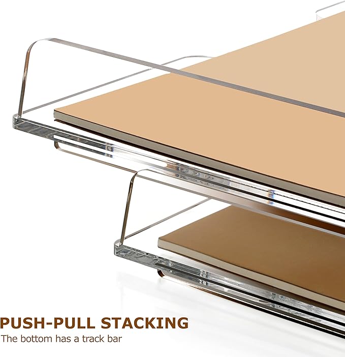 SANRUI 4 Tier Acrylic Paper Letter Tray Desk Stackable Organizer Trays,Clear Enlarged A4 Stackable File Document Tray, Workspace Office Supplies Organizers and Accessories Sorter,13.82inx9.29inx6.7in