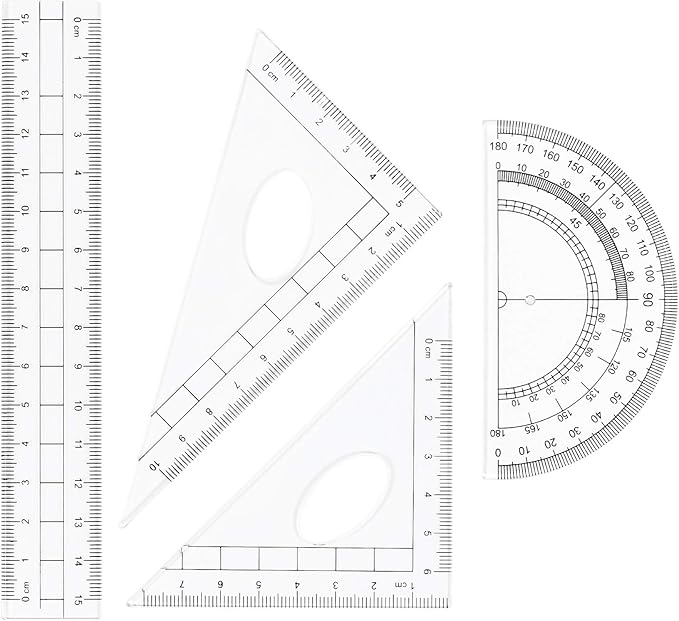 Math Geometry Kit Sets 10 Piece Student Supplies with Shatterproof Storage Box,Includes Rulers,Protractor,Compass,Eraser,Pencil Sharpener,Lead Refills,Pencil,for Drafting and Drawings(Blue)-DeskLoop Office