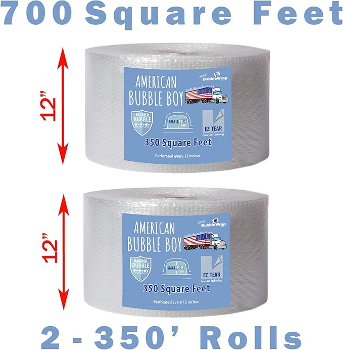 American Bubble Boy Small Plus Bubble, 700 Square feet, 12" Wide, Perforated Every 12", Original Grade-DeskLoop Office