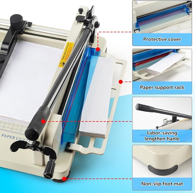 Ecraft Heavy Duty 12" Guillotine Paper Cutter - 400 Sheet Capacity,Solid Steel with HSS Blade,Industrial Commercial Trimmer for Office,School,Print Shop,Safety Lock & Clear Grids-DeskLoop Office