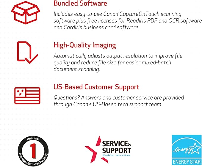 Canon imageFORMULA R40 - Office Document Scanner, Windows and Mac, Duplex Scanning, Easy Setup, Scans a Wide Variety of Documents, Scans to Cloud-DeskLoop Office