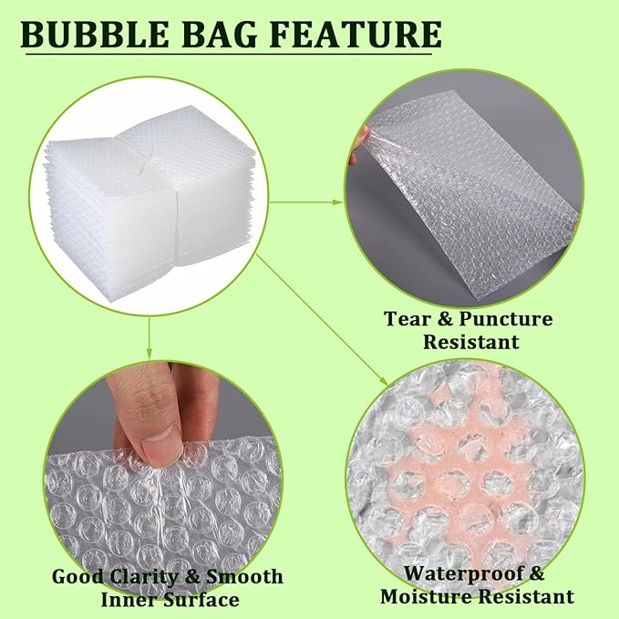 Clear Bubble Out Bags Pouches 14x18 Inch, 20 PCS Moving Supplies for Dishes, Double Walled Shockproof Bubble Cushion Wrap Bags for Storage, Shipping, Packing Supplies for Fragile Items-DeskLoop Office