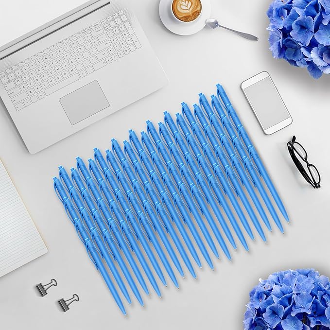 Aozora Pens Bulk 240 Pack Blue Click Pens No Bleed Wholesale Retractable Ballpoint Pens Medium Point,Smooth Ink Pens for Journaling School Office Supplies 1.0MM Blue Ink-DeskLoop Office