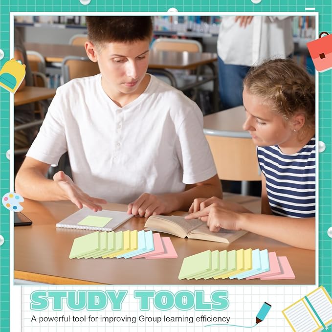 Fainne 200 Pack Sticky Notes Bulk Back to School Supplies Self Stick Note Pads Paper Memo for Office First Day of School Student Teacher Essentials (3 x 3 Inch,Simple Color)-DeskLoop Office