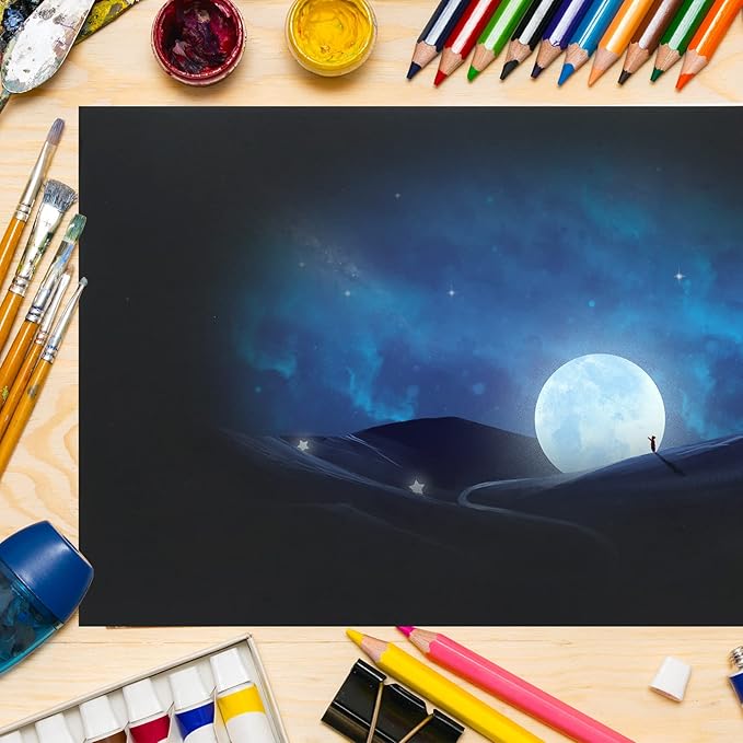 24 Sheets Black Cardstock 8.5 x 11 Black Paper, Goefun 80lb Card Stock Printer Paper for Halloween, Invitations, Scrapbooking, Crafts, DIY Cards-DeskLoop Office