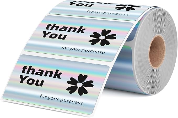 2.25x1.25 Inch Thermal Labels Sliver, Holographic Sliver Barcode Thermal Labels for Thermal Printer and Small Business, Multi-Purpose Rectangle Stickers, 500 Sheets/Roll-DeskLoop Office
