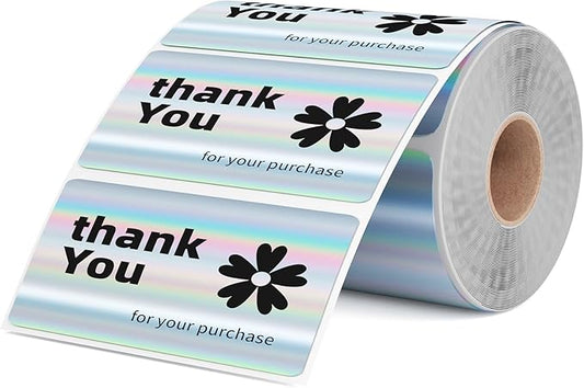 2.25x1.25 Inch Thermal Labels Sliver, Holographic Sliver Barcode Thermal Labels for Thermal Printer and Small Business, Multi-Purpose Rectangle Stickers, 500 Sheets/Roll-DeskLoop Office